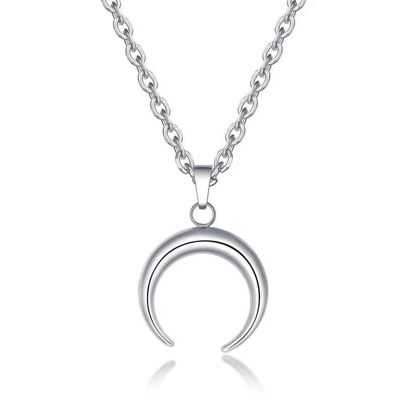 

2020 New Trend Half Moon Necklace for Women Gold O-Chain Stainless Steel Pendant With Charms Jewelry Christmas Gift Hot Sale