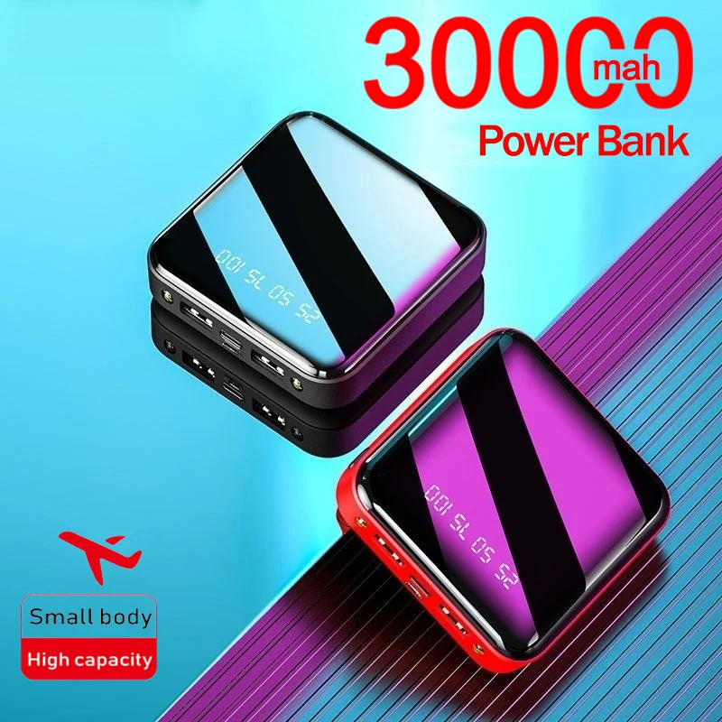 Mini 30000mAh Fast Charging Portable Powerbank Digital Display External Battery Charger with 2USB Safe for Samsung Iphone Xiaomi type c power bank