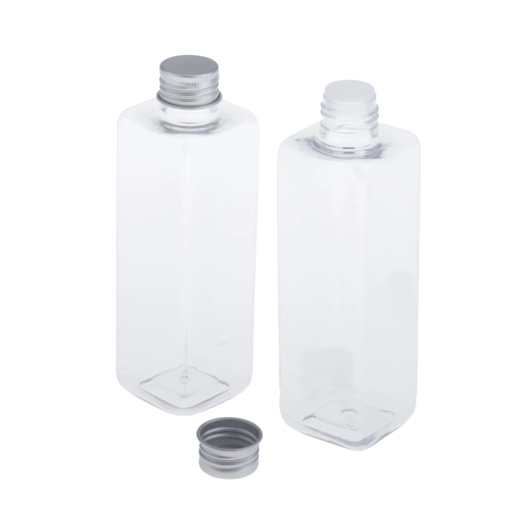 2 Pieces 250ml Empty Square PET Refillable Plastic Squeeze Bottles Travel Body Lotion Cream Containers with Aluminum Screw Caps | Красота и