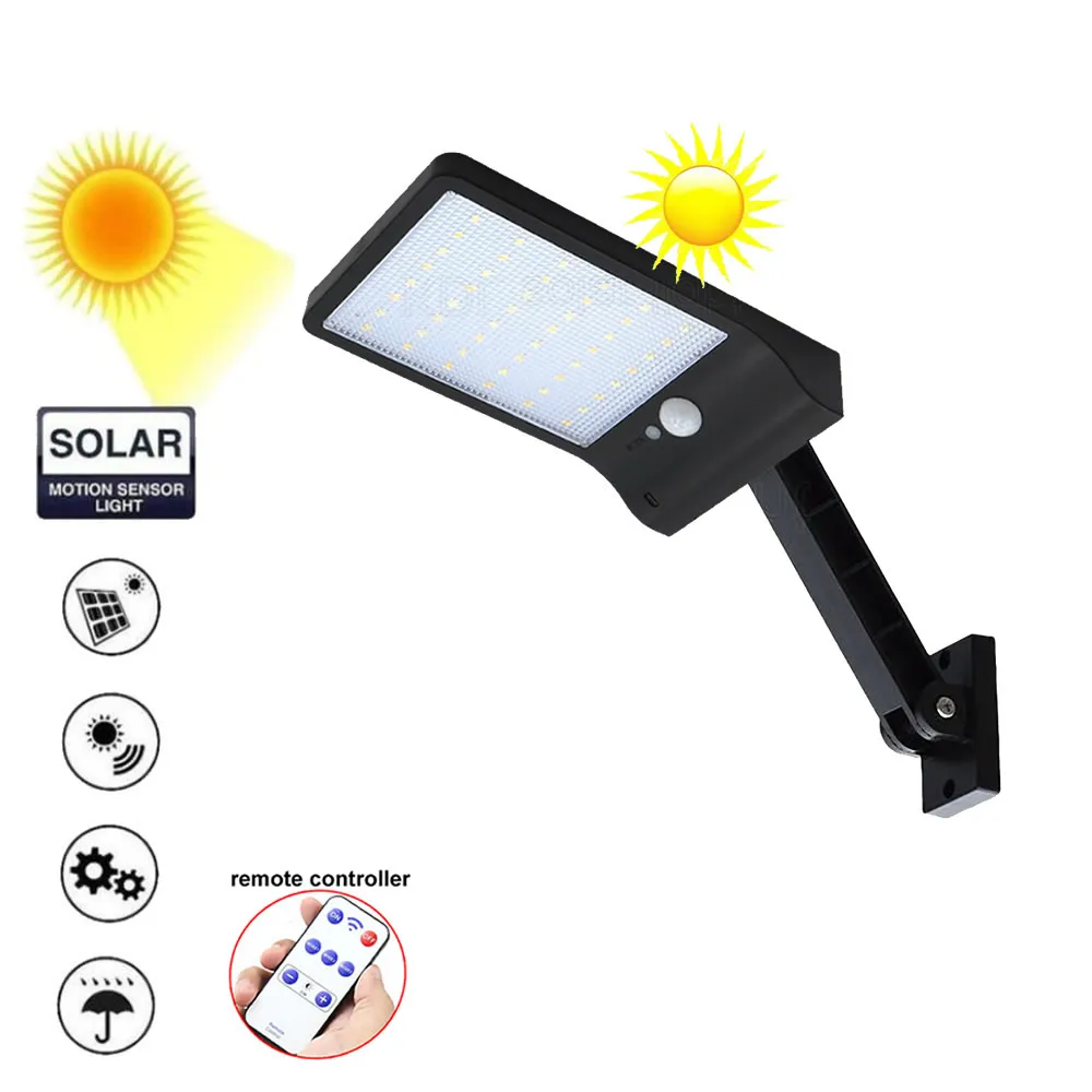 48 LED Solar Light PIR Motion Sensor Lamp Ip65 Waterproof Outdoor Garden Wall Gear lock remote controller rotate | Лампы и освещение