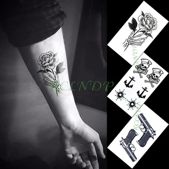 

Waterproof Temporary Tattoo Sticker flower gun anchor pirate sun small art tatto flash tatoo fake tattoos for women men kid