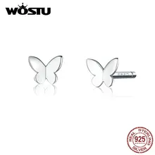 WOSTU Новое поступление 925 пробы серебряные серьги-гвоздики с маленькой бабочкой для женщин милые маленькие серьги серебряные 925 ювелирные изделия CQE775