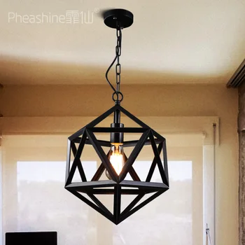 

Loft industrial wind irregular hexahedron Iron Chandelier retro retro retro restaurant bar table lamp