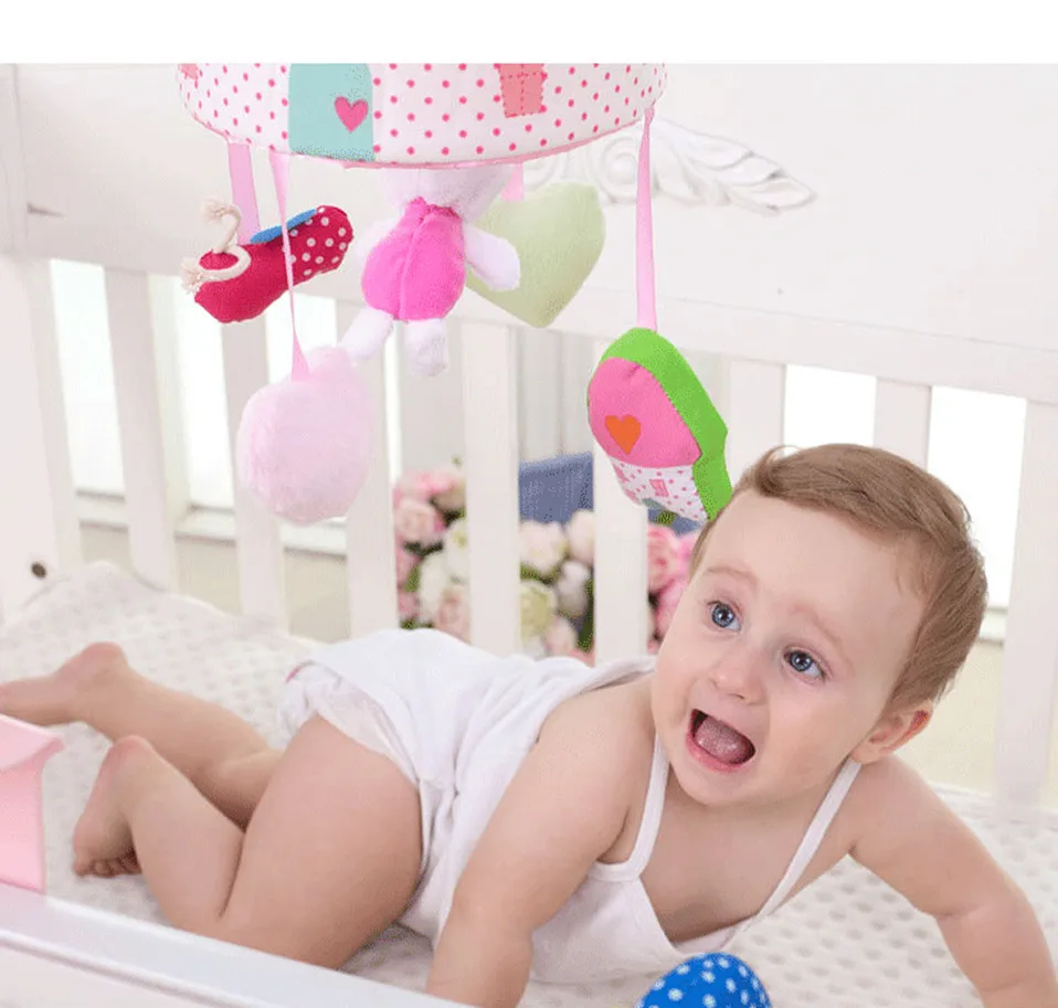 Chocalhos do Bebê Musical com Suporte Brinquedo de Pelúcia Berço Móveis Brinquedo Macio Coelho Caixa Braço Brinquedos Sensoriais Recém-nascido Girando Cama Sino 9 Brinquedos e hobbies