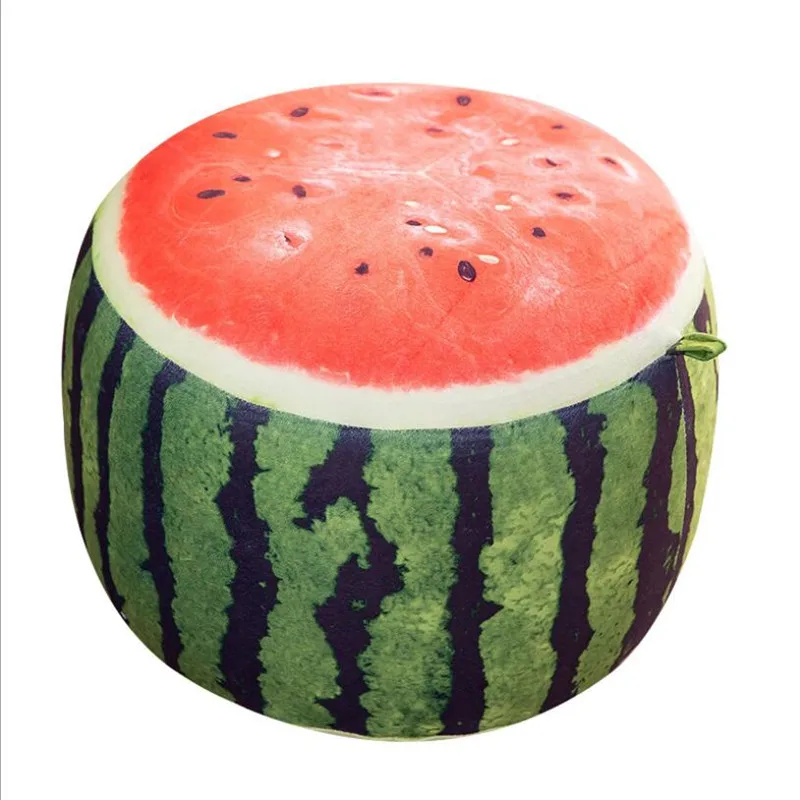 JOYLIVE Inflatable Stool Thickening Cotton Cover Cartoon Plush 3D Fruit Inflatable Pouf Chair Lovely Pneumatic Stools Portable