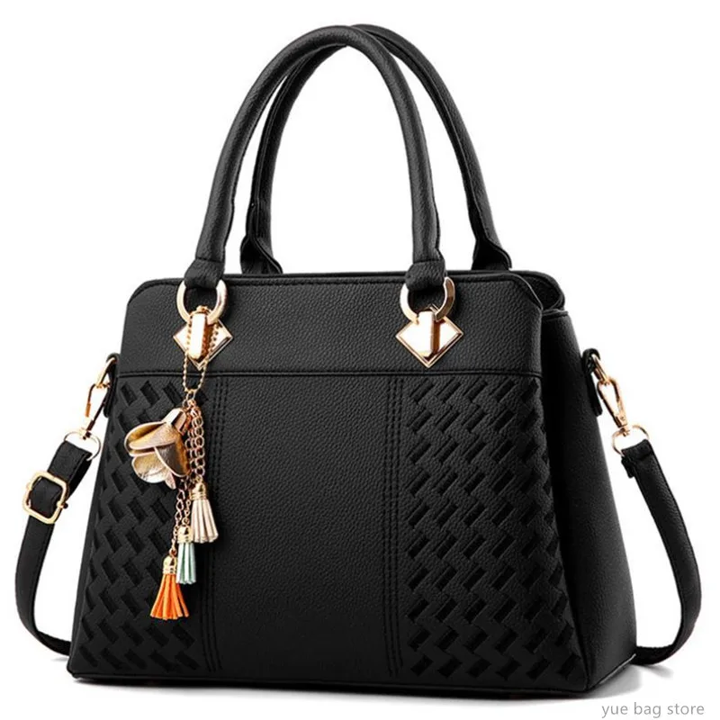 Fashion Women Handbags PU Leather Tassel Totes Bag TopHandle Embroidery Crossbody Bag Shoulder Bag Lady Simple Hand Bags 4023