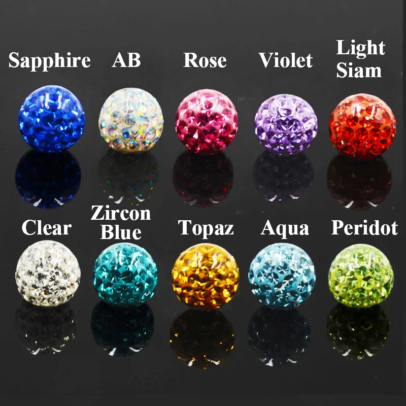 Piercing Jewelry 1PC 16g&14g Epoxy Crystal Ferido Ball Replacement Ball Labret Nose Tragus Navel Lip Earring New Jewelry