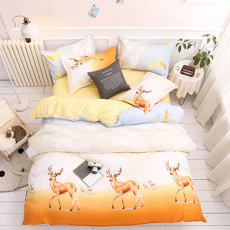 Mr deer Классический красный Рождественский Комплект постельного белья со снежинками, постельное белье с единорогом, пододеяльник, плоский лист, наволочки, наборы, королева, король, Твин, полный размер - Цвет: Mr deer