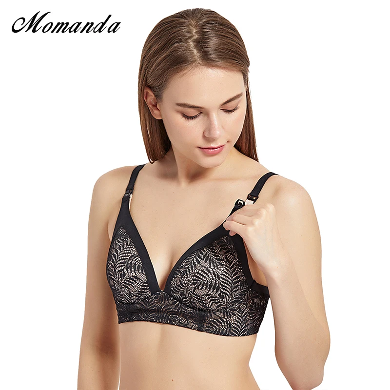 Hot Sale MOMANDA Women's Wireless Maternity Nursing Bra Floral Lace Underwear for Pregnance KynzK7qW