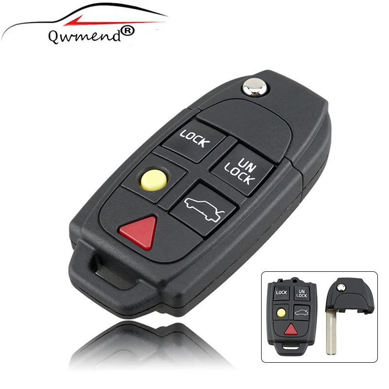 QWMEND 5 Buttons Replacement Flip Car Key Shell for Volvo XC70 XC90 V50 V70 S60 S80 C30 for Volvo Remote Key Case qwmend 5 buttons replacement smart car key fob case for volvo xc70 xc90 v50 v70 s60 s80 c30 remote flip key shell