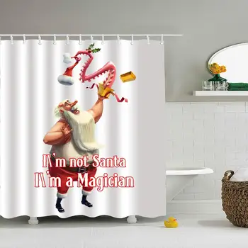 

Magician Santa Shower Curtain with Hooks, for Bathroom