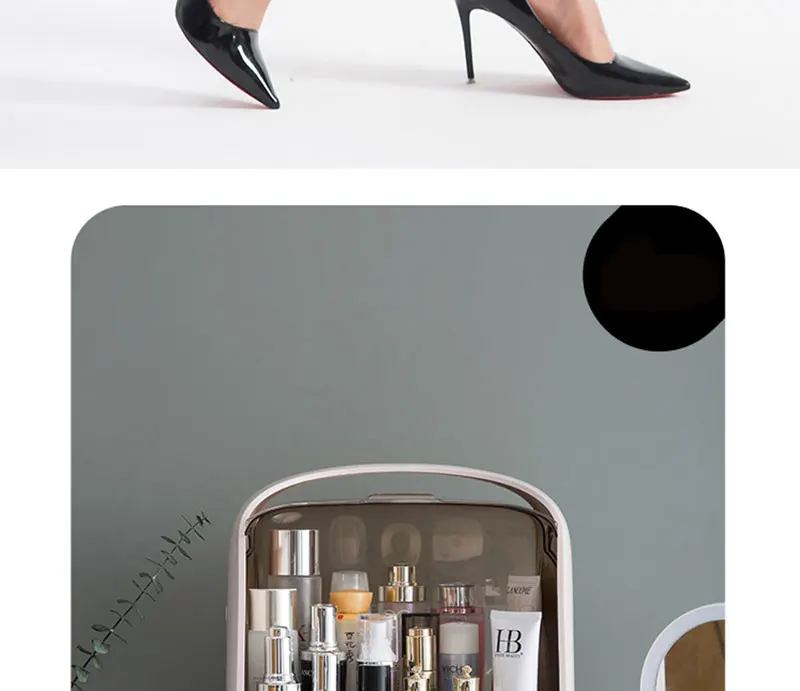 Makeup Organizer Transparent Clamshell 2 Drawer Dressing Table Desktop Plastic Cosmetic Box Storage Containers Jewelry Holder