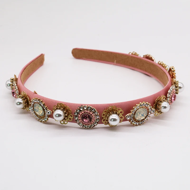 pearl Модный дизайнерский Шарм металлический кристалл барокко Hairband простой тиара ажурный головной убор для женщин Свадебные аксессуары для волос ювелирные изделия Вечерние - Окраска металла: pearl