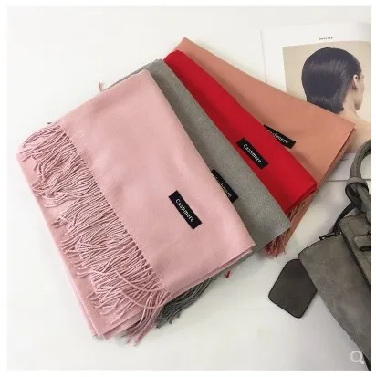 

J1305 Female Scarf Winter Korean Version Pure Cashmere-like Long Spring and Autumn Double-sided Shawl Neck