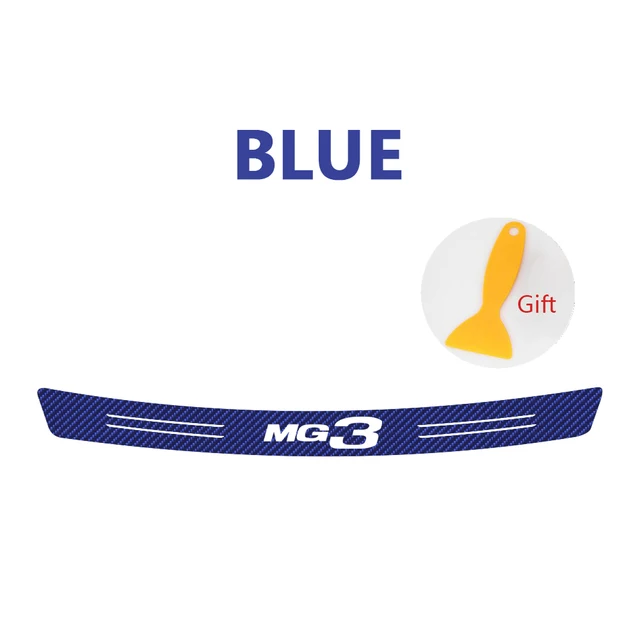 Carbon Fiber Car Tail Trunk Scuff Guard Protector Sticker Rear Bumper Load Edge Protection Decal for MG MG3 Emblem Accessories Blue