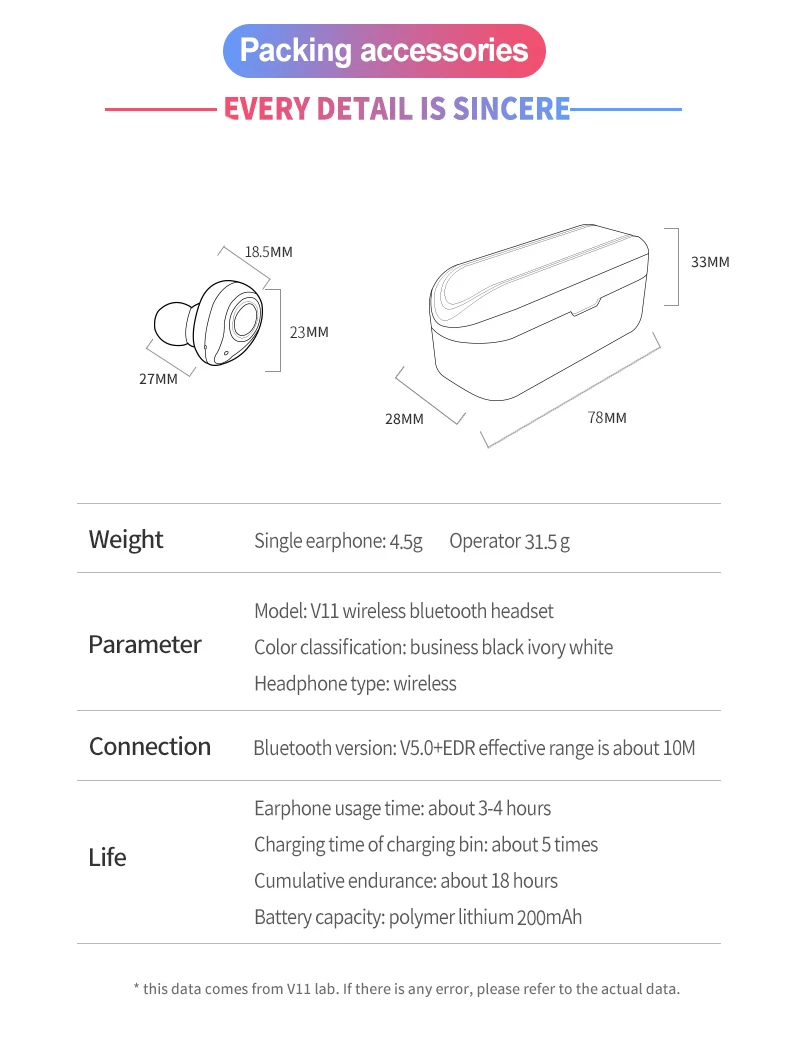 V11 TWS Новая беспроводная bluetooth-гарнитура наушники с шумопоглощающим эффектом стереонаушники Hi-Fi игра бас оригинальные аутентичные
