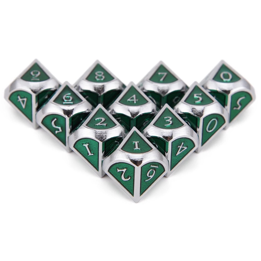 10pcs D10 Metal Dice Set for Tabletop Game World of Darkness Vampire