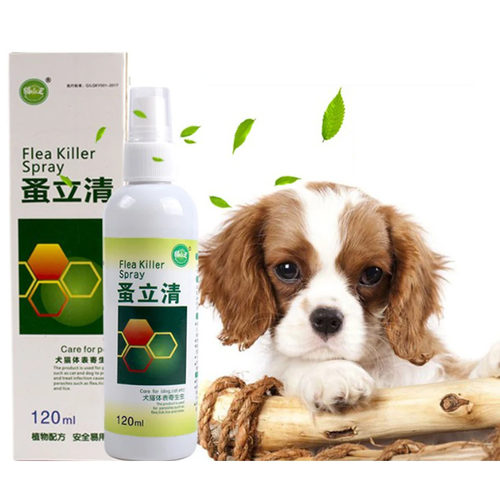 120ml Flea Killer Spray Flea Treatment for Dogs Puppy Cats Kitten