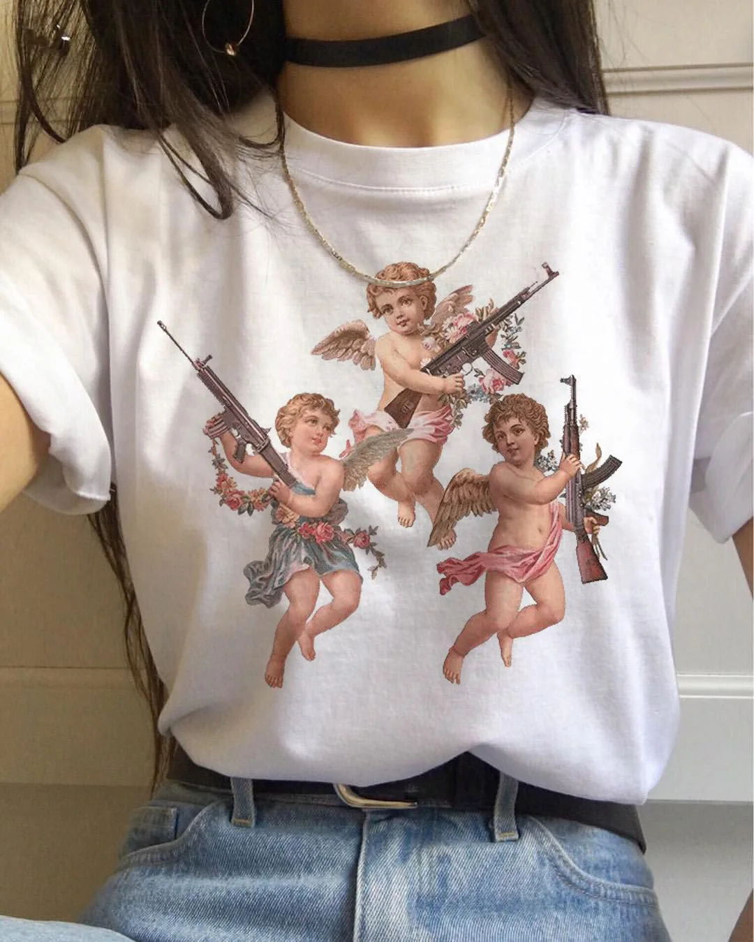 Mona Lisa Футболка женская Ван Гог Забавный Топ Футболка vogue harajuku 90s Уличная Сейлор Мун Повседневная футболка с принтом женская - Цвет: 3211