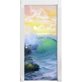 

Self Adhesive Wallpapers Colorful Sea View Renovation DIY PVC Stickers Door Waterproof Home Decoration Decal Print Art Picture