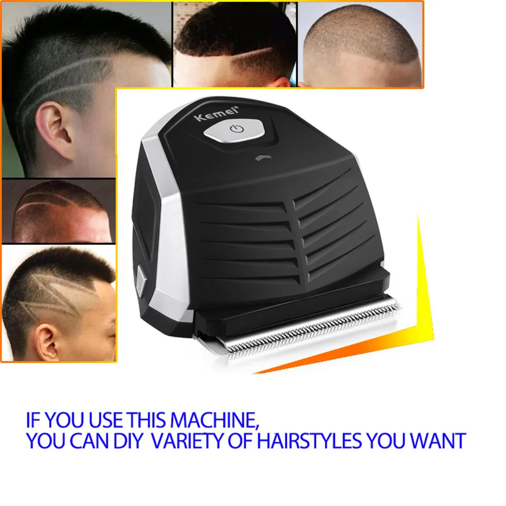 Máquina de Cortar Aparador de Barba sem Fio Auto-corte de Cabelo Kemei Cabelo Baldheaded Homens Faça Você Mesmo Cortador Portátil Atalho Pro Máquina 6032 0mm 1 Home & Garden