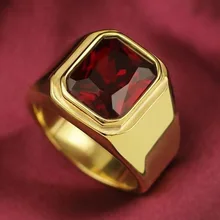 ¡Moda 2019! Anillo de plata estilo Punk Rock de cristal negro y rojo de moda para hombre y mujer, anillos de piedra de lujo, joyería masculina