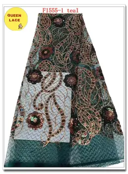 

Latest 2019 Tulle Lace Fabric Double Color Nigerian French Tulle Lace Fabric With Sequins Embroidered African Lace Materials