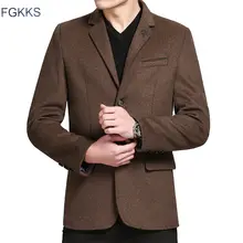 FGKKS модное мужское зимнее шерстяное пальто, мужское Новое повседневное теплое толстое удобное шерстяное пальто, приталенный мужской Тренч, пальто