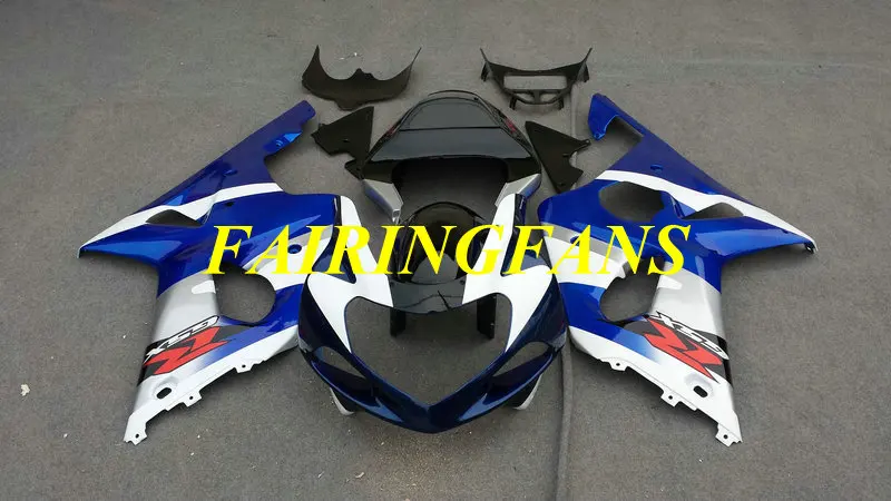 Набор обтекателей для GSXR600 750 K1 01 02 03 GSXR 600 GSXR750 2001 2002 2003 белый синий Обтекатели Кузов+ подарки SH20