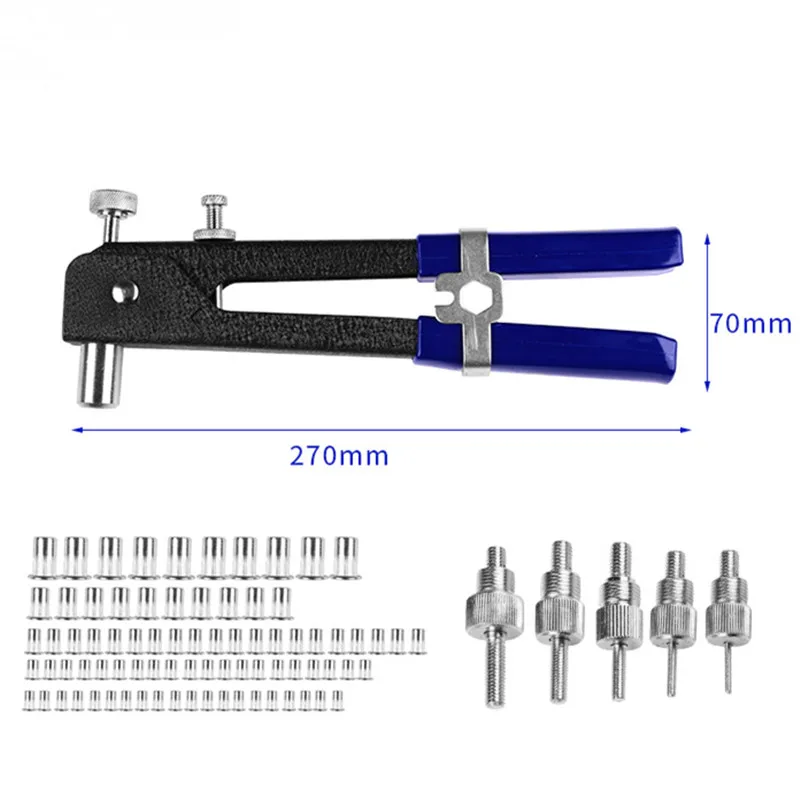 86 шт. глухие заклепочные гайки пистолет набор инструментов Резьбовая вставка заклепки клепальщик гвоздь пистолет с заклепочные гайки заклепочник M3-M8