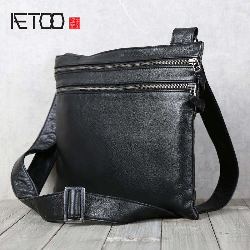 

BJYL Leather oblique cross Baotou layer cowhide shoulder bag