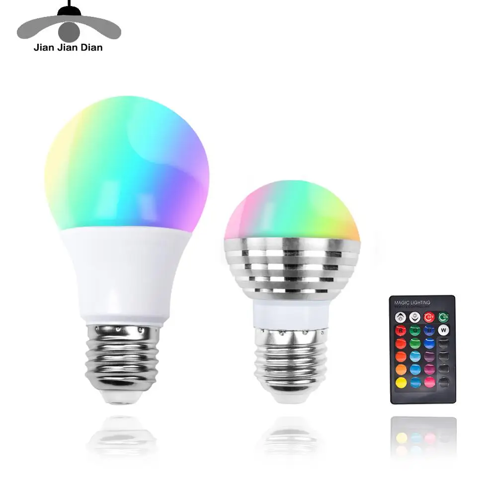 

E27 E14 RGB Светодиодная лампа 3 Вт 5 Вт 10 Вт цветной волшебный Точечный светильник с пультом дистанционного управления 24 клавиши диммисветодиодный емый светодиодный ночсветильник 110 В 220 в праздничный