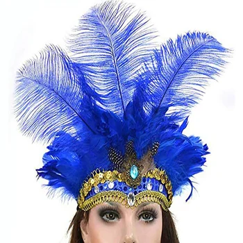 

Fantasia Carnival Masquerade Costumes Props Feather Headdress Brazil River Cuba Carnival Party Mask Headwear For Lady Headwear