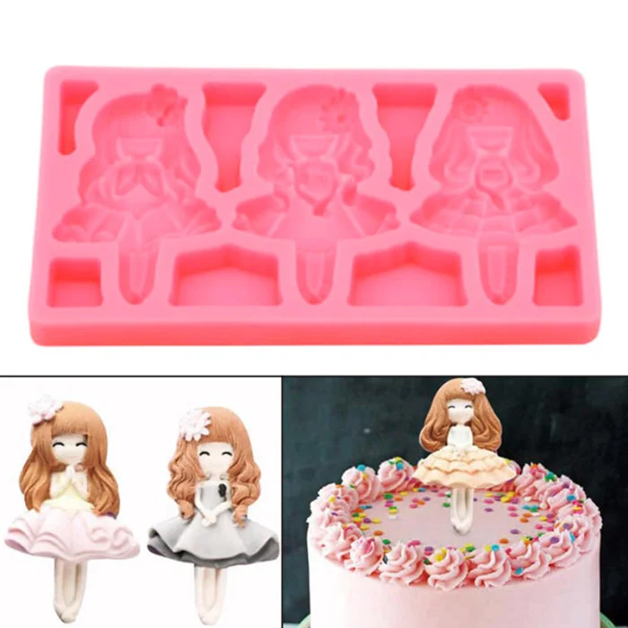 Платье принцессы для девочек силиконовые Fondant(сахарная) 3D форма для торта, капкейков желе конфеты Декор выпечки инструмент поднос для торта формочка, Инструменты для декорирования-30