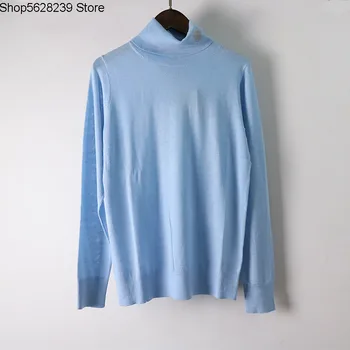 

Gao File Cashmere Sweater Woman Comfortable Joker Gao Collar Sweater Backing Shirt Long Sleeve Keep Warm Slim Knitting Shirt