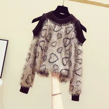 Autumn Winter Sex Off Shoulder Sweater Women Loose Knitted Shirt Korean Exposed Shoulder Fashion Leopard Tassel Jumper Sweaters Autumn Winter Sex Off Shoulder Sweater Women Loose Knitted Shirt Korean Exposed Shoulder Fashion Leopard Tassel Jumper Sweaters