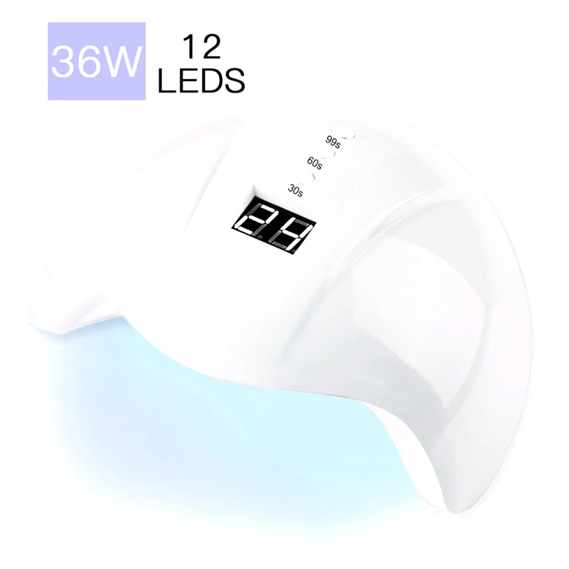 30/60/90s Timer Quick-drying 36W Smart UV LED Lamp Machine For Manicure Gel Nail Dryer Drying Nail With Sensing Display - Цвет: Белый