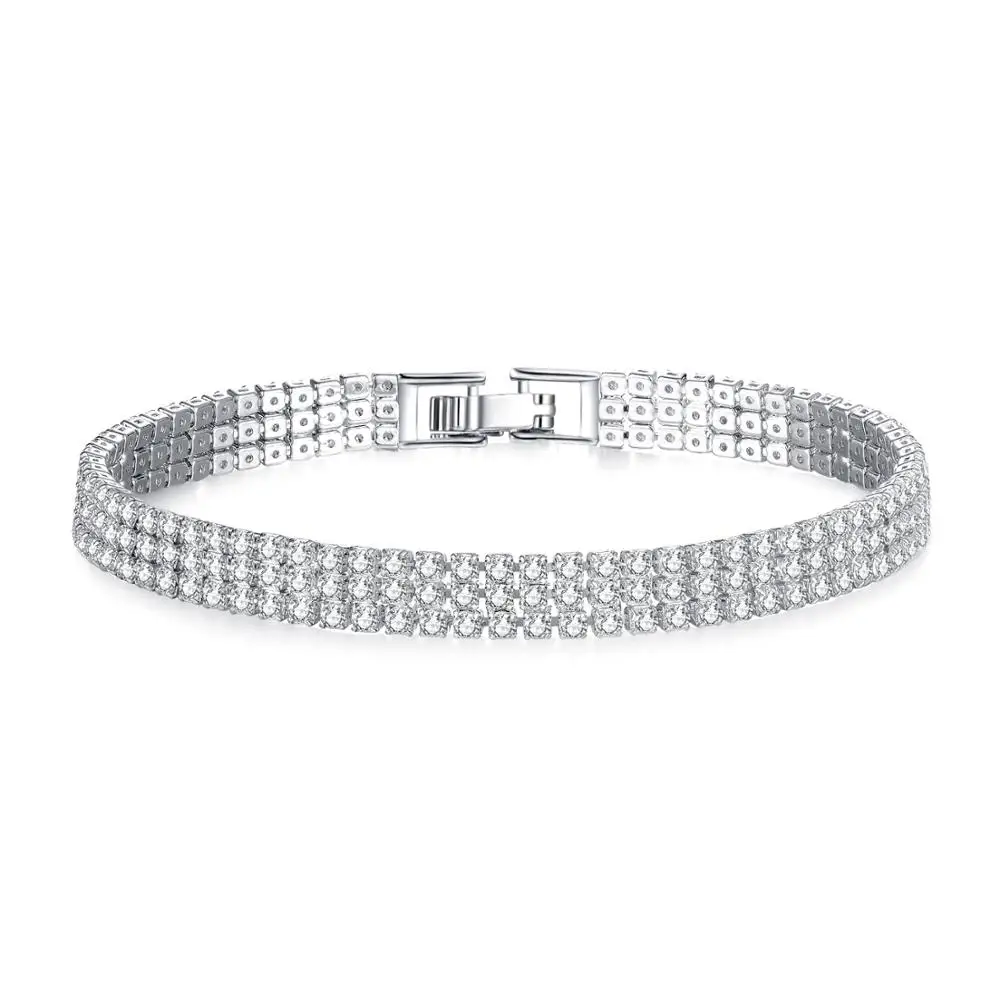 Один ряд трех рядов браслетов из бриллиантов циркония Кристалл от Swarovski Модный