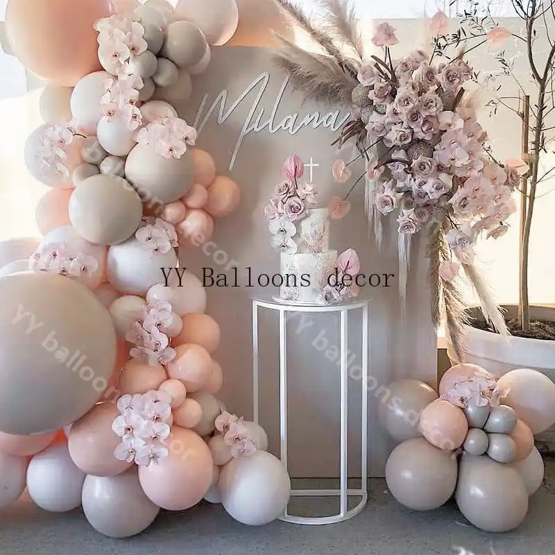 Set de 105 Uds. En forma de arco de guirnaldas de color gris con globos