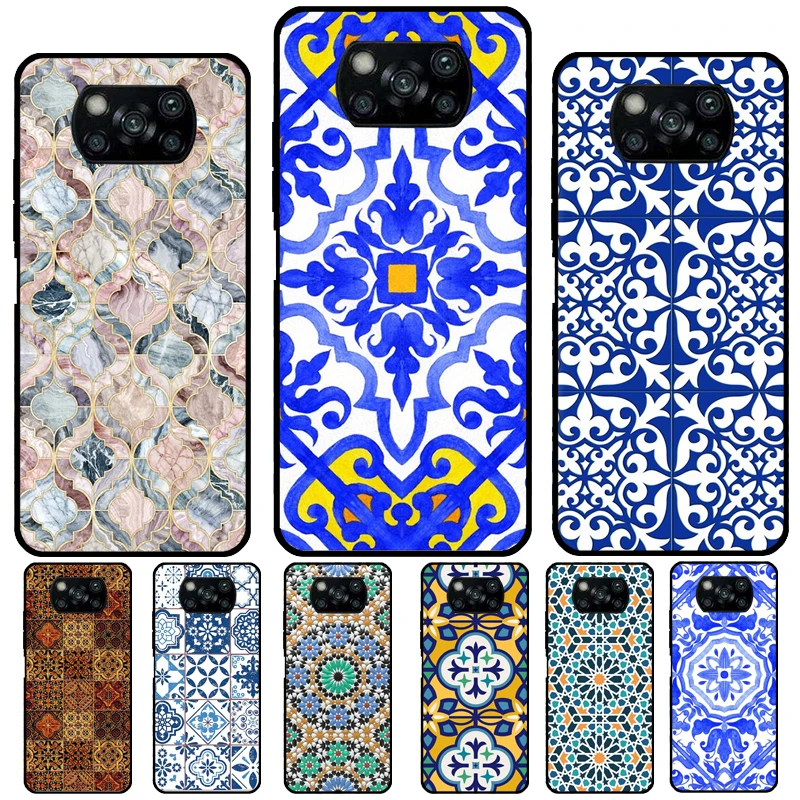 

Марокканская плитка для Xiaomi 13 11T 12T Pro 12X 12 Lite чехол для POCO F5 X3 X5 Pro F4 X4 GT C40 M5s F3 Coque