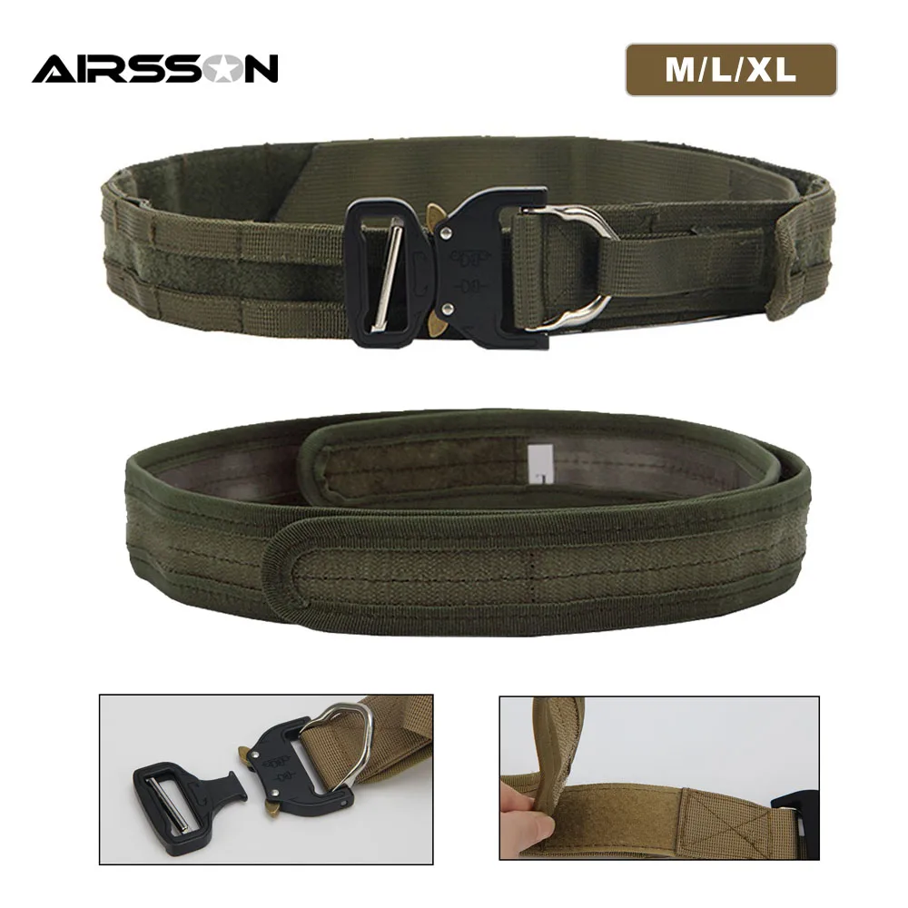 125cm/135cm Tactical Army Belt MOLLE Military Combat Adjustable Double Layer Waist Metal Buckle for Airsoft Hunting |