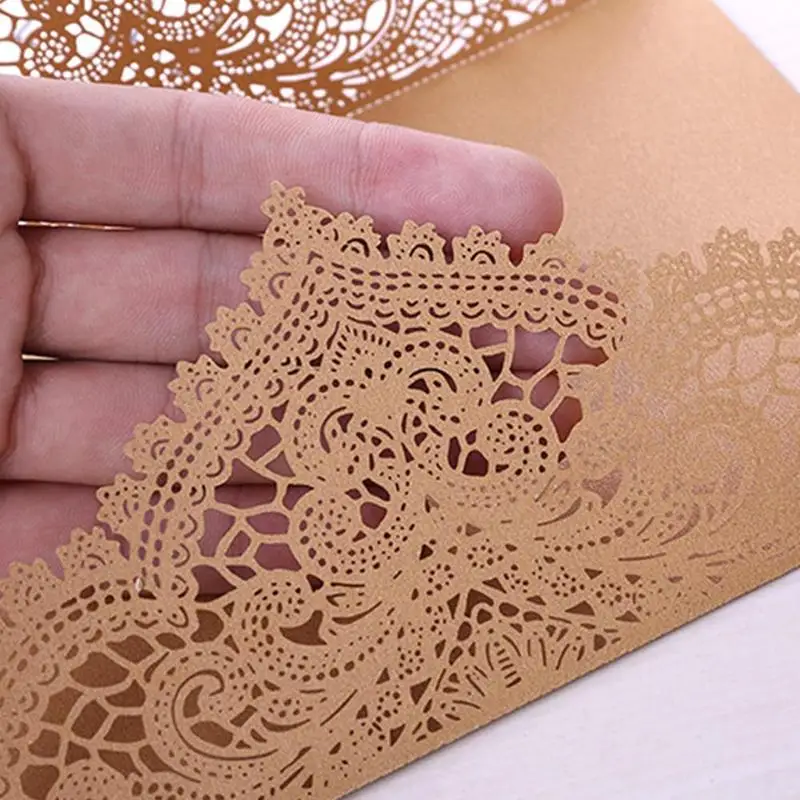  10 Pcs/set Wedding Invitations Cards Lace Style Paper Cut Cards Announcement Greeting Postcards For - 4.00031E+12