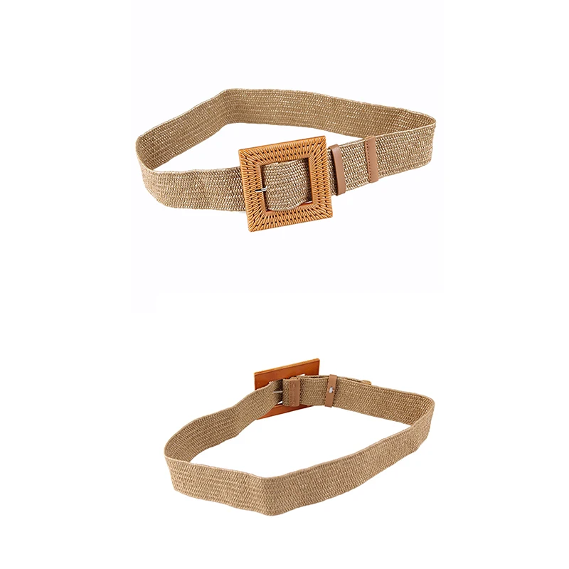 

New Vintage 2019 HandmadeWomens European and American Fashion Style Simple Bohemian belt for women Straw buckle decoration dres
