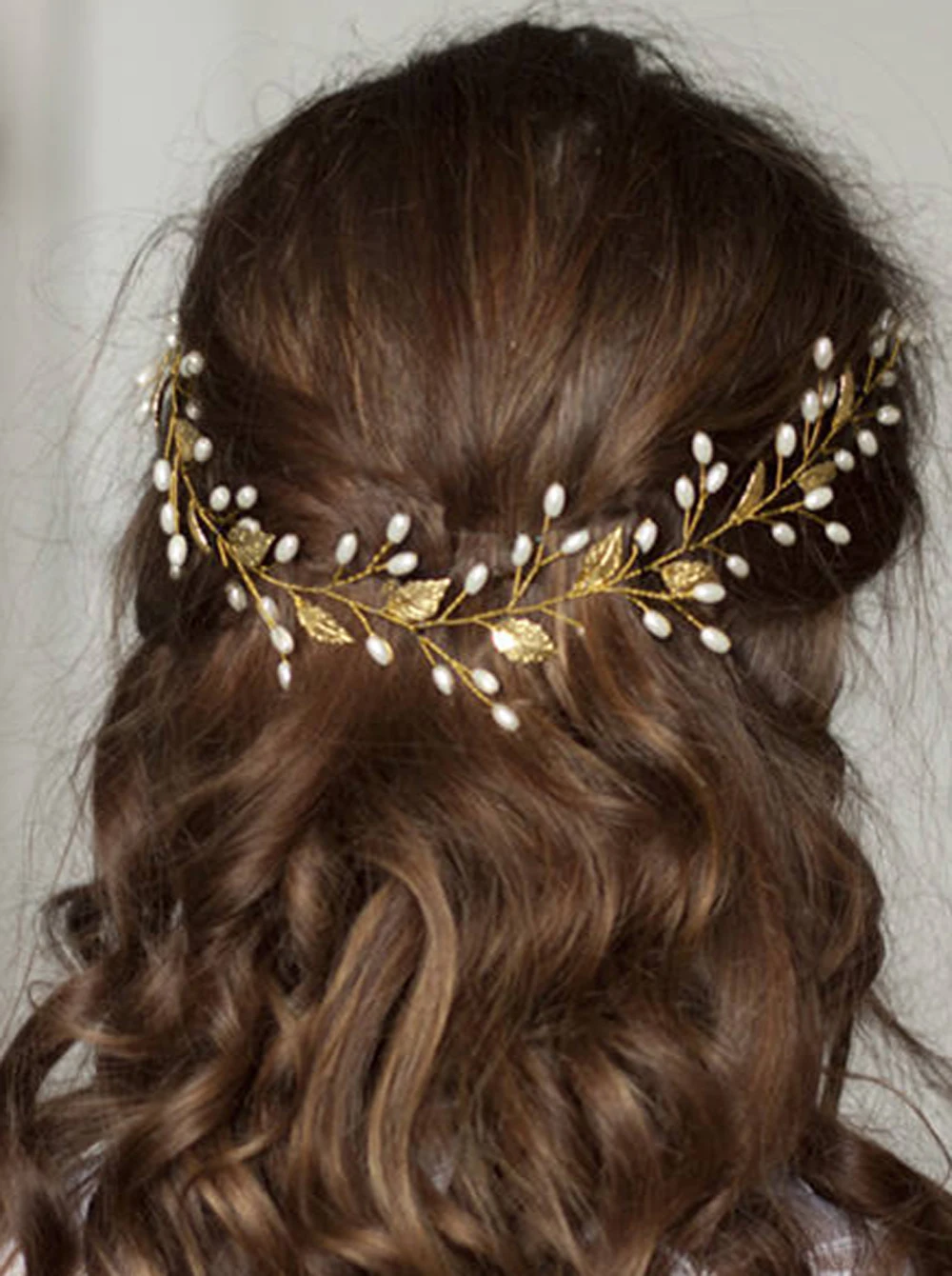 Свадебная головная повязка с золотыми листьями и блестящими листьями|Свадебные