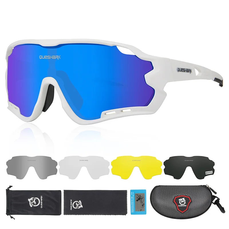 As Picture Showed Queshark HD поляризованные велосипедные очки для мужчин и женщин 5 линз MTB дорожный велосипед TR90 рама - Цвет: As Picture Showed