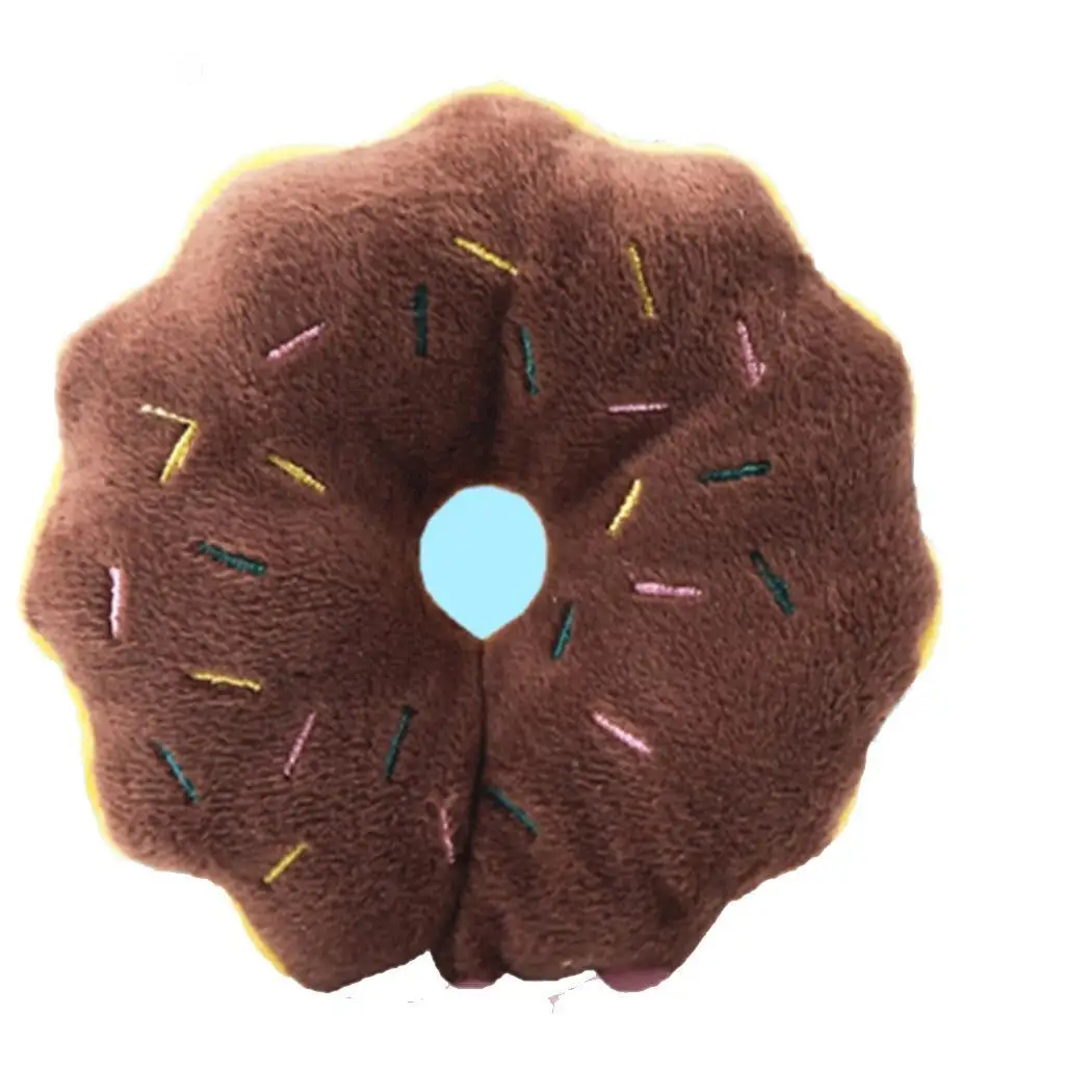 coffee donut Фрукты овощи еда Тип творческий смешной щенок игрушка 11 Стиль Многоцветный питомец собака кошка писклявые игрушки плюшевые куклы играть звук игрушки - Цвет: coffee donut