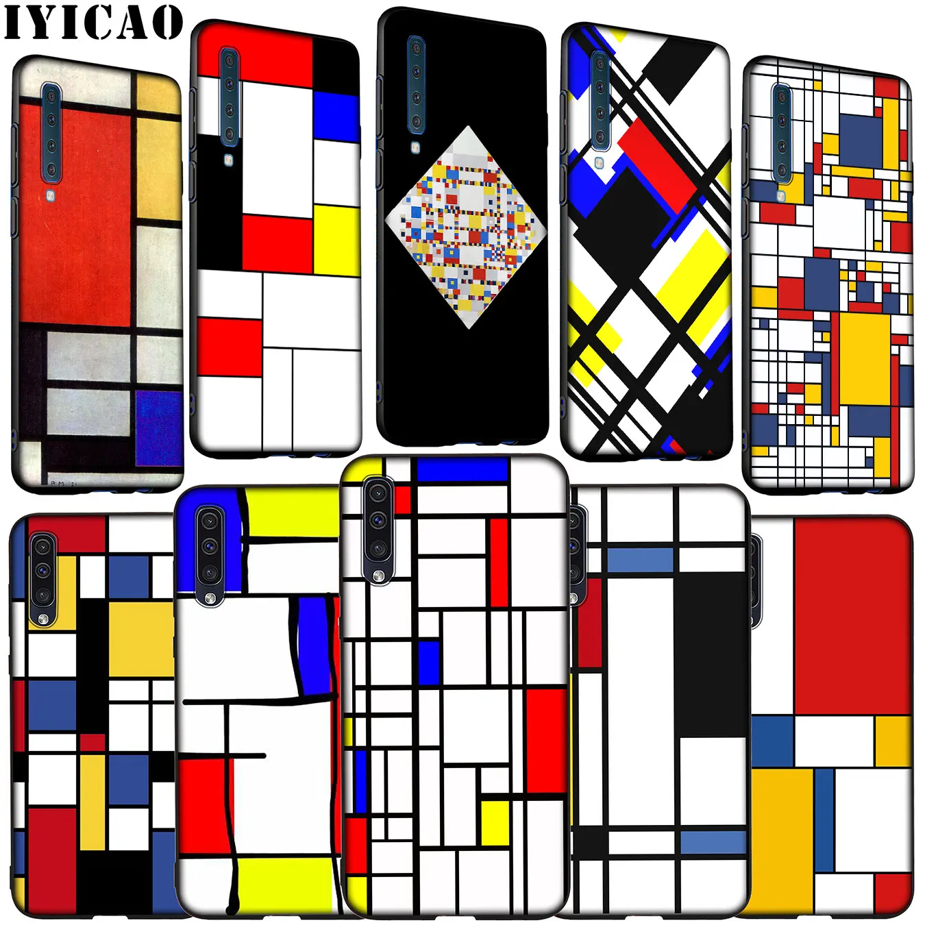 

IYICAO Mondrian grid Soft Silicone Case for Samsung Galaxy A70 A60 A50 A40 A30 A20 A10 M10 M20 M30 M40 Cover
