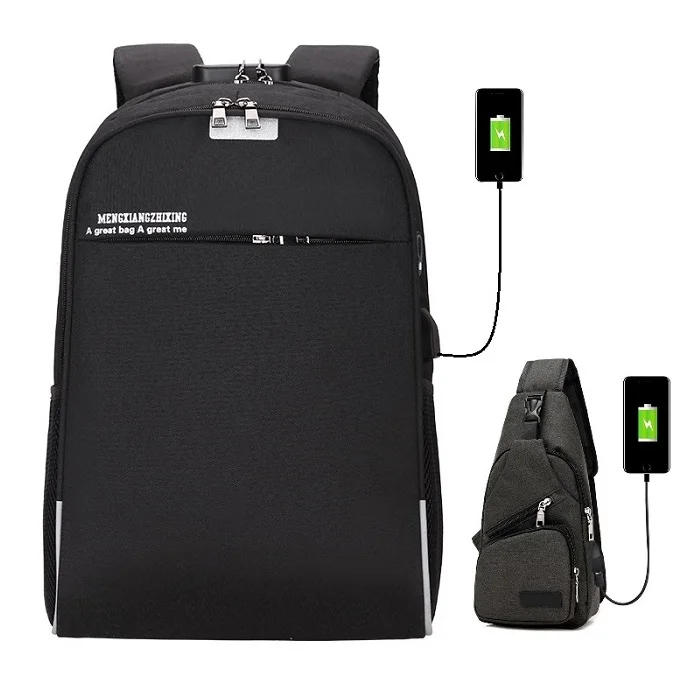 Black and CB Нейлоновая мужская сумка для ноутбука с защитой от кражи, USB зарядные рюкзаки, школьная сумка, модная мужская повседневная сумка для путешествий сумка женская рюкзак мужской - Цвет: Black and CB