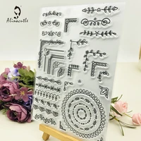 Alinacutle CLEAR STAMPS Leaf Flower Border Corner Scrapbooking Card Album Paper Craft Rubber Roller Transparent Silicon Stamp 3