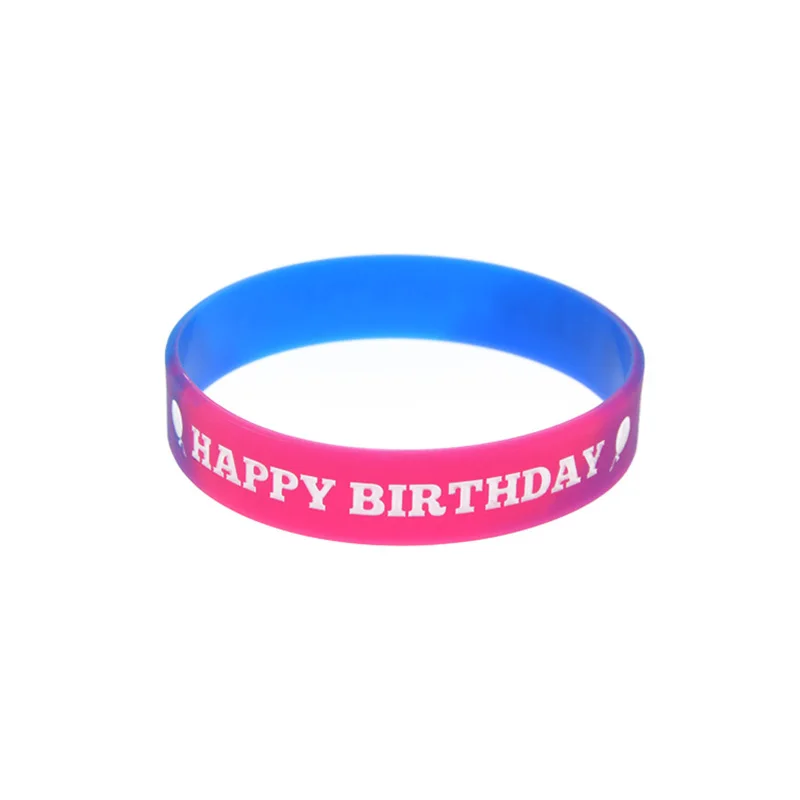blue pink OneBandaHouse 50 шт с днем рождения силиконовый резиновый браслет Молодежный Размер Сегментированный цвет - Окраска металла: blue pink
